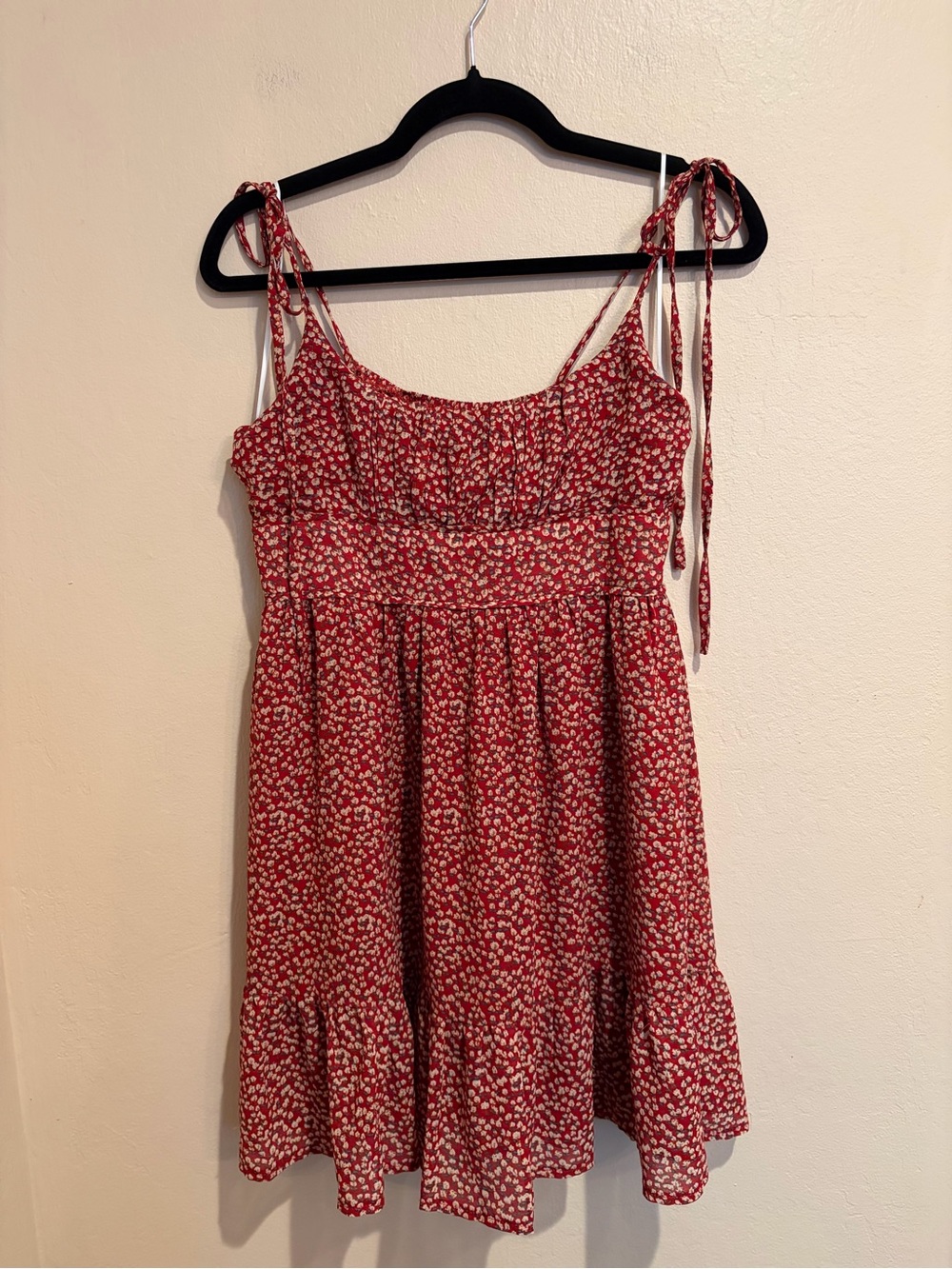 Princess Polly “The Bonnie” Red Mini Summer Dress, Babydoll Girlie Floral